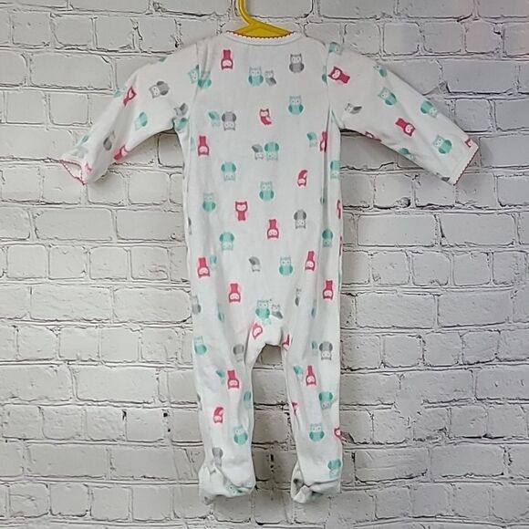 Carter's Girls 6M Soft Fleece White Owl Print One-Piece PJ Footie Winter Pajamas - Picture 2 of 7